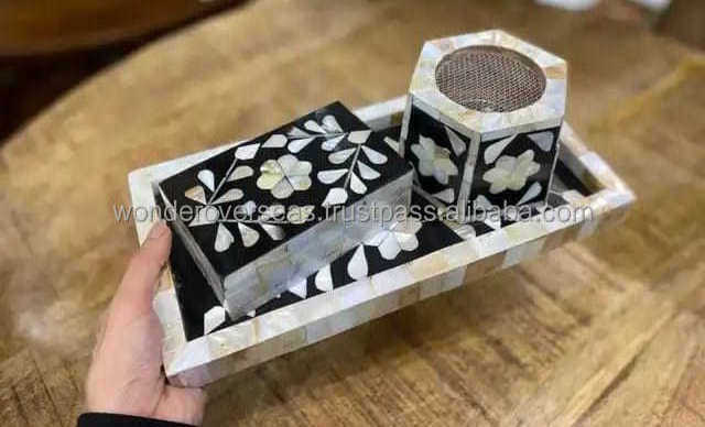 Incense Burner Set 3 Pieces Saudi Arabia Mother Of Pearl Mubkhar Bakhor Ramadan Decoration Eid Gifts Islamic Table Decor