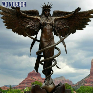 Monument Outdoor Large Size Decoration Garden Bronze Caduceus Angel Sculpture