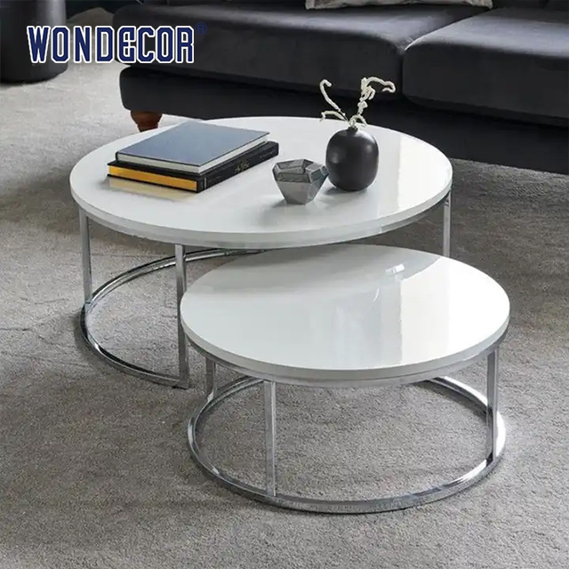 Modern luxury living room furniture set, metal stainless steel center coffee table