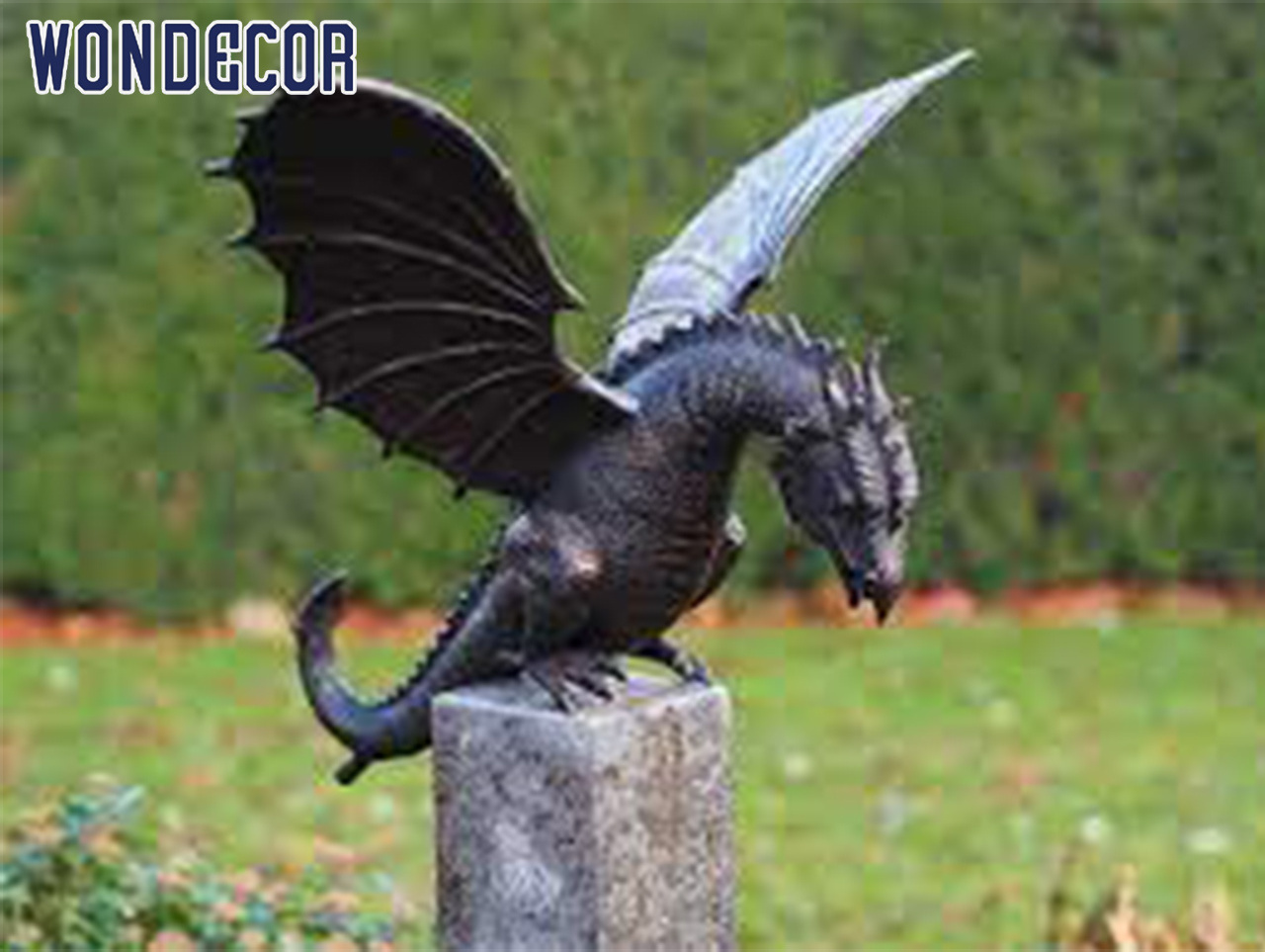 Wondecor  2021 Popular Outside  Garden Decor Bronze Dragon Fountain on Rock Sculpture