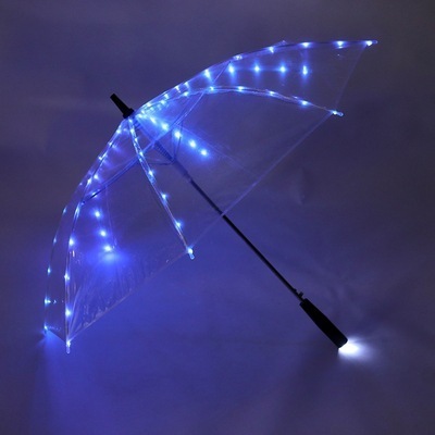 Creative Rain Umbrella Straight Flashlight Kids Gift Transparent Clear Led Umbrella Clear