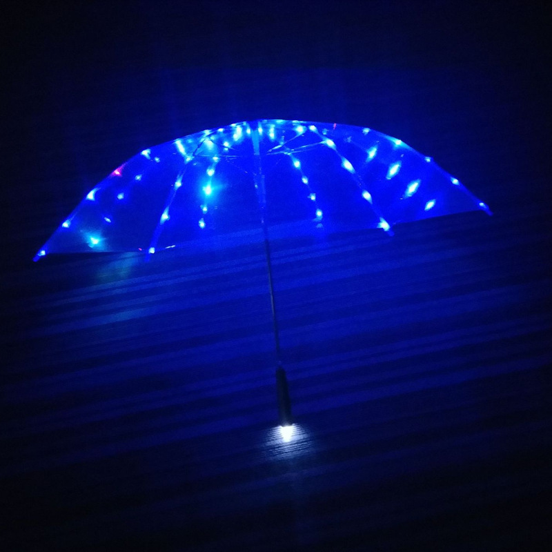 Creative Rain Umbrella Straight Flashlight Kids Gift Transparent Clear Led Umbrella Clear