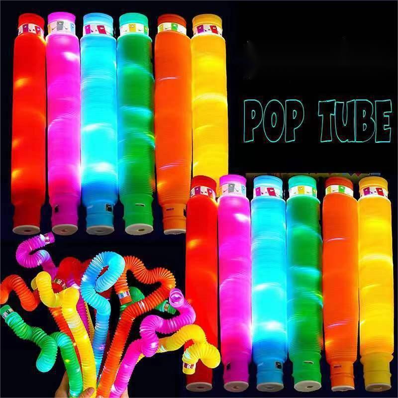 New Arrivals 2023 Glow in Dark LED Light Up Pop Tubes Fidget Sensory Toys Set Party Supplies Led Pop Tubes