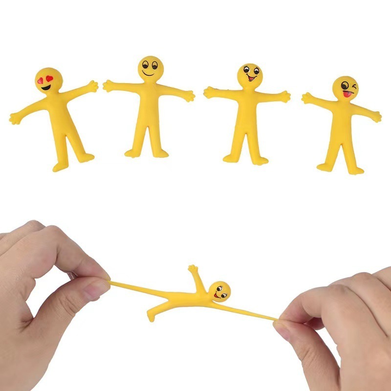 2024 Hot sale Smiling yellow mini man Stretch Toy TPR squezze toys for kids and adult.