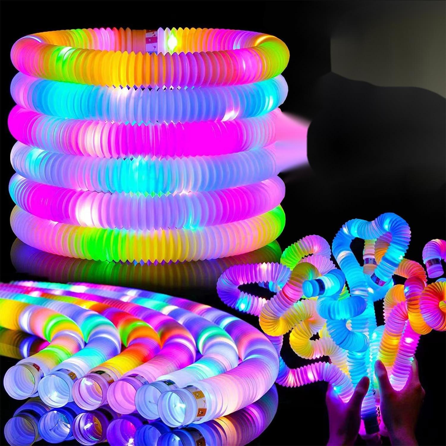 New Arrivals 2023 Glow in Dark LED Light Up Pop Tubes Fidget Sensory Toys Set Party Supplies Led Pop Tubes