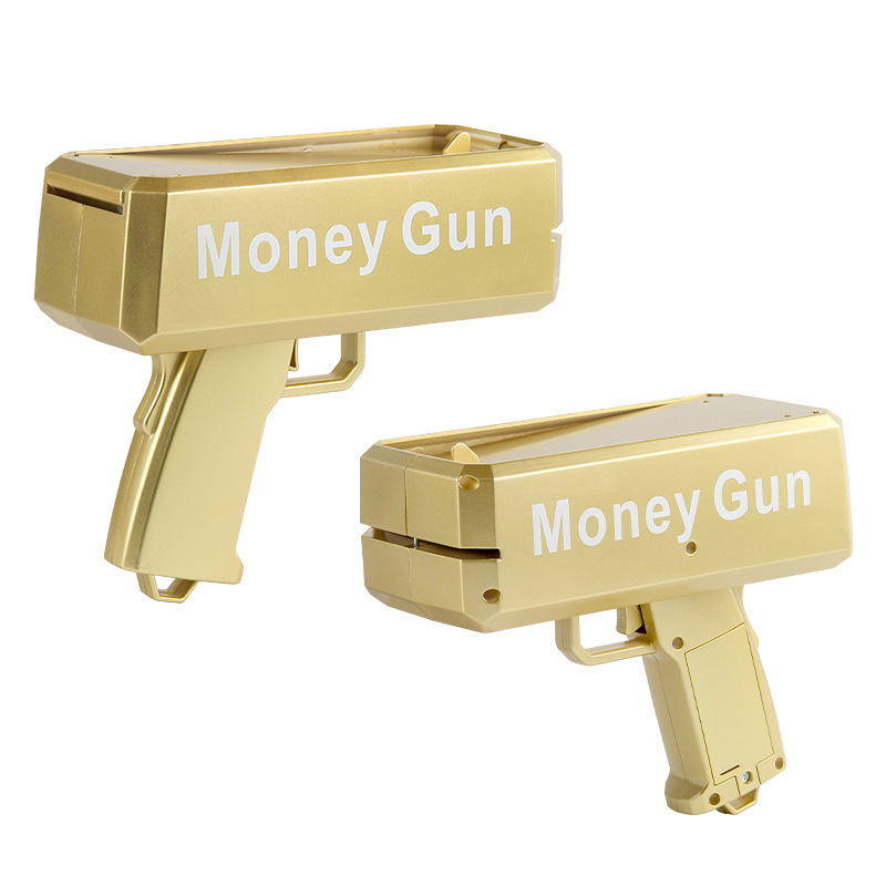 Wholesale Gold Money Gun Make Cash Money Rain de dinero Gun Toy Shot Spray Real Golden Money Toy  Gun for Party Custom Logo