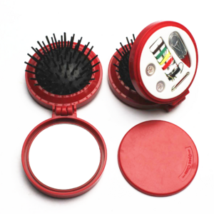 Pocket Beauty Hair Brush With Mirror And Sewing Kit