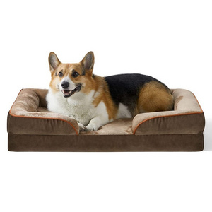 Wholesale Memory Foam Bolster Foam Sofa Removable Washable Cover Waterproof Lining Nonskid Bottom Couch Orthopedic Dogs Bed