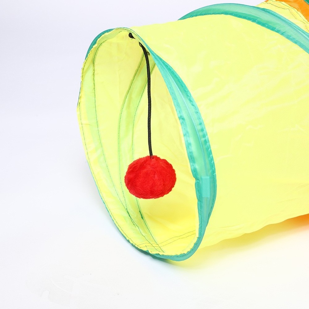 Collapsible Pet Chasing Channel With Plush Ball Intelligent Cat Toy Tunnel Colorful Foldable Plaything Interesting