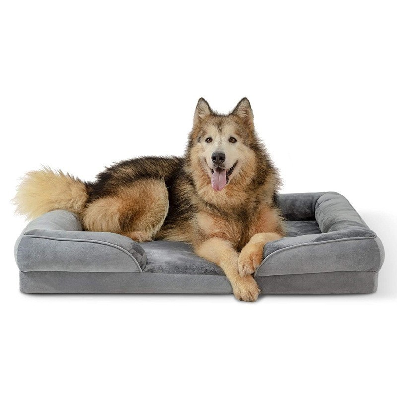 Wholesale Memory Foam Bolster Foam Sofa Removable Washable Cover Waterproof Lining Nonskid Bottom Couch Orthopedic Dogs Bed