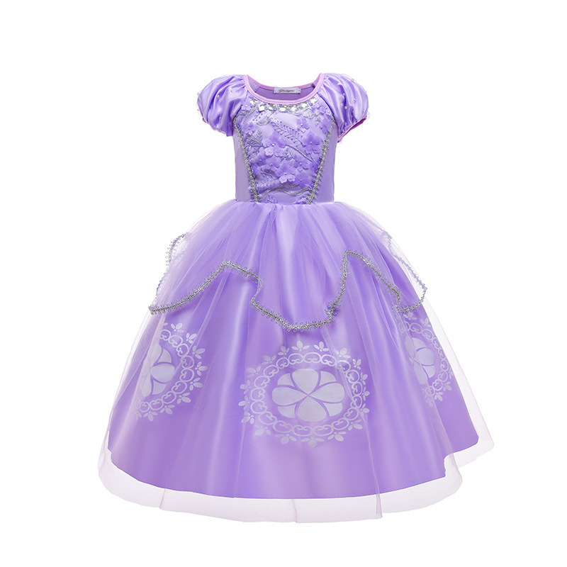 Fashion purple cosplay costume sofia dress halloween costume princess sofia girls costume dress up