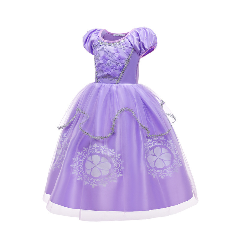 Fashion purple cosplay costume sofia dress halloween costume princess sofia girls costume dress up