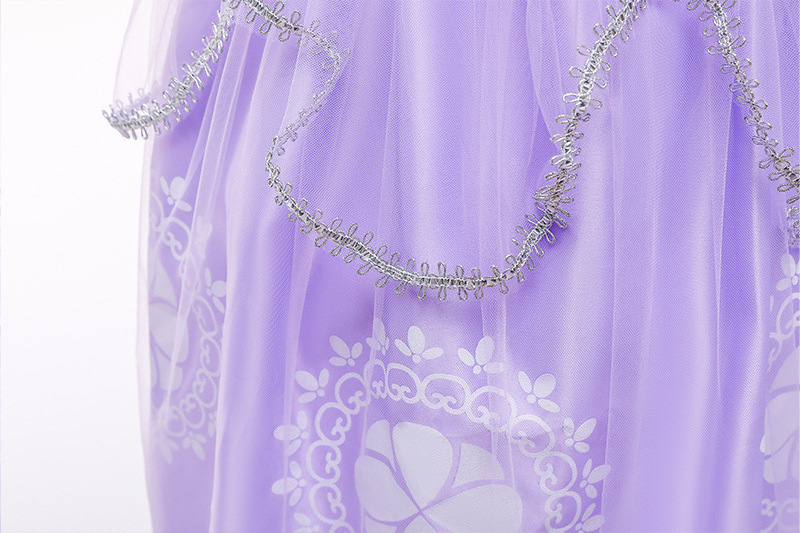 Fashion purple cosplay costume sofia dress halloween costume princess sofia girls costume dress up