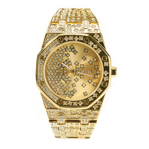 WG401 Hot selling hexagon alloy stainless steel rhinestone iced out hip hop watch full iced out star design man watch