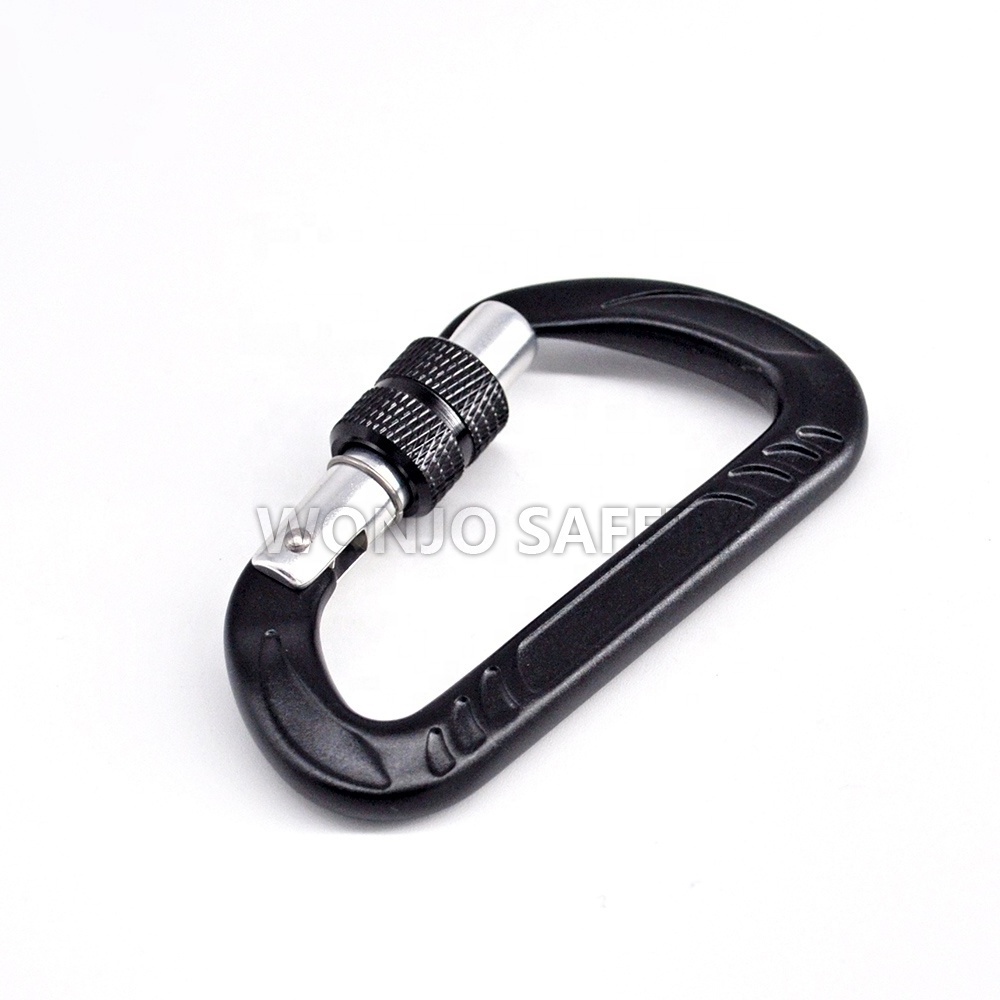 12KN Screw Lock D Shaped Snap Hook Outdoor Locking Hammock Aluminum Carabiner Clip