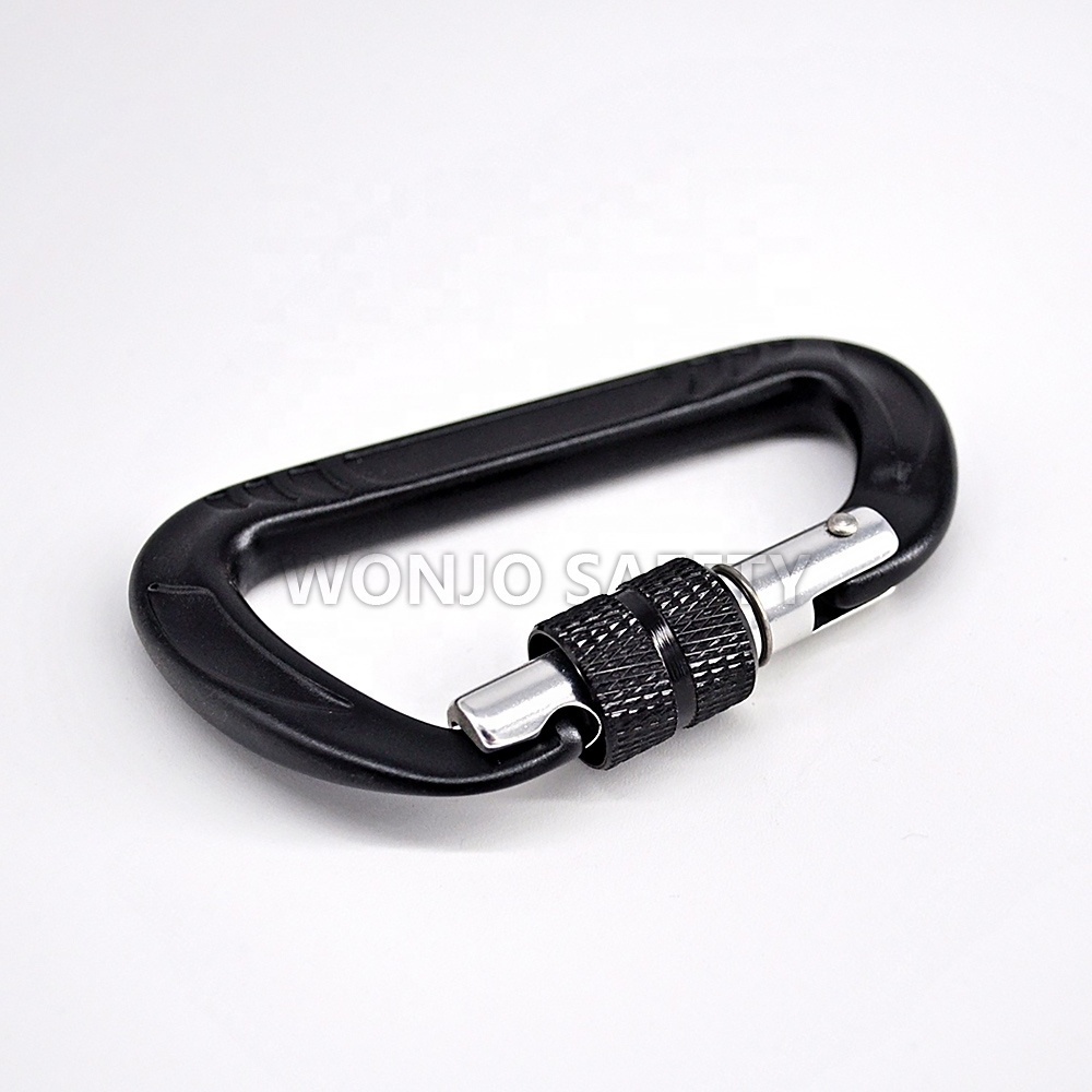 12KN Screw Lock D Shaped Snap Hook Outdoor Locking Hammock Aluminum Carabiner Clip