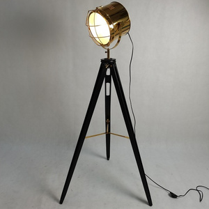 Spot Searchlight with Wooden stainless steel Stand Retro Standing lamp light Tripod Floor Lamp