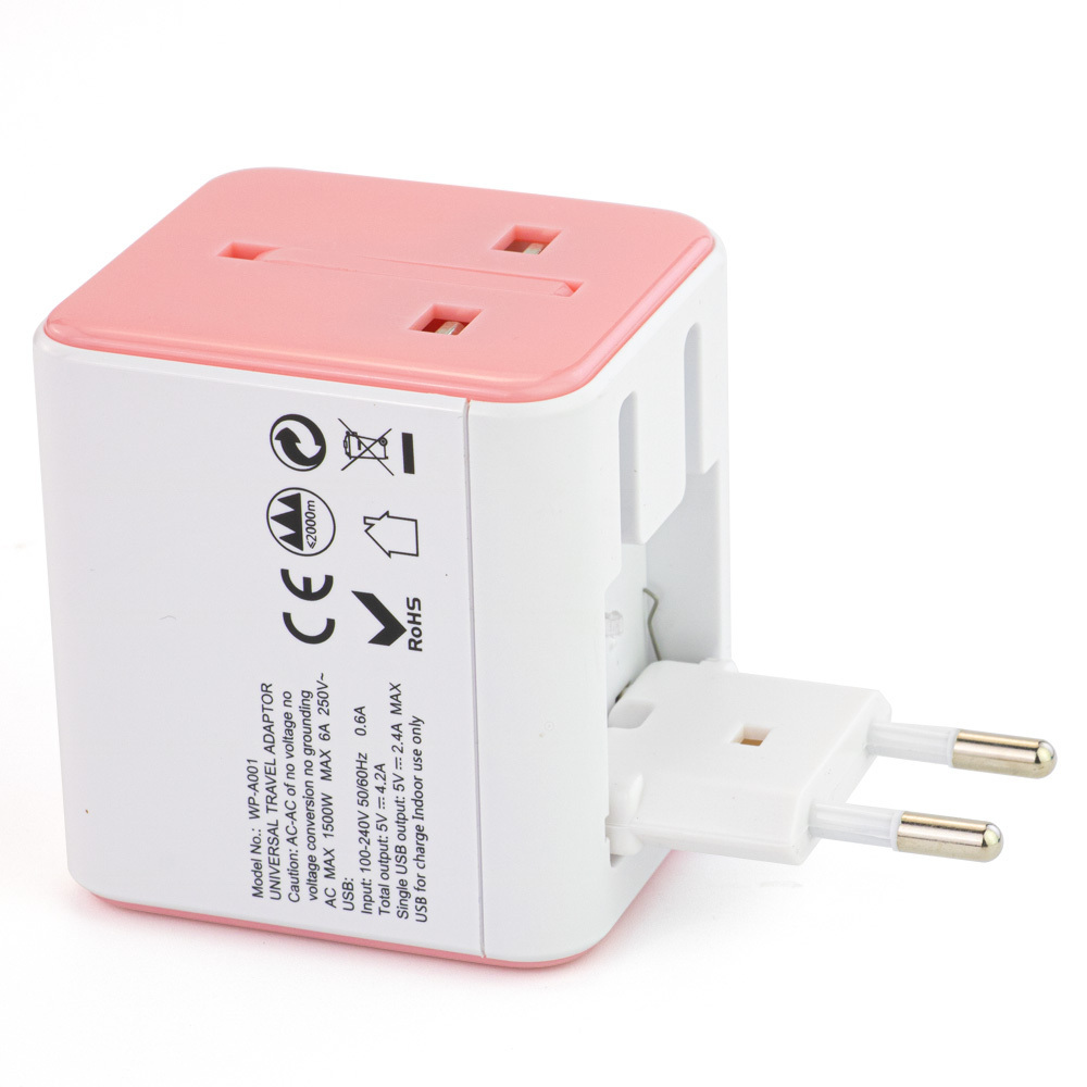 International travel adapter with 3 USB power adapters for  EU/UK/US/Australia travel plugs