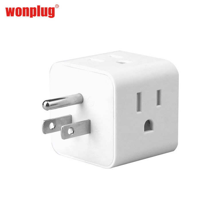 Metal cube desk grounding plug metal outlets surge protector cube portable 4 outlet power strips with 3 pin plug