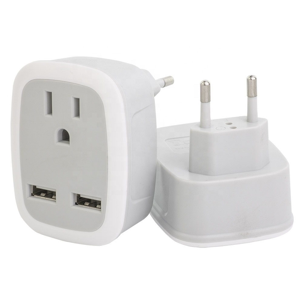 Portable travel plug adapter US to UK Singapore Malaysia Kuwait 2USB Electrical Plugs Socket Charger Universal Travel Adapters