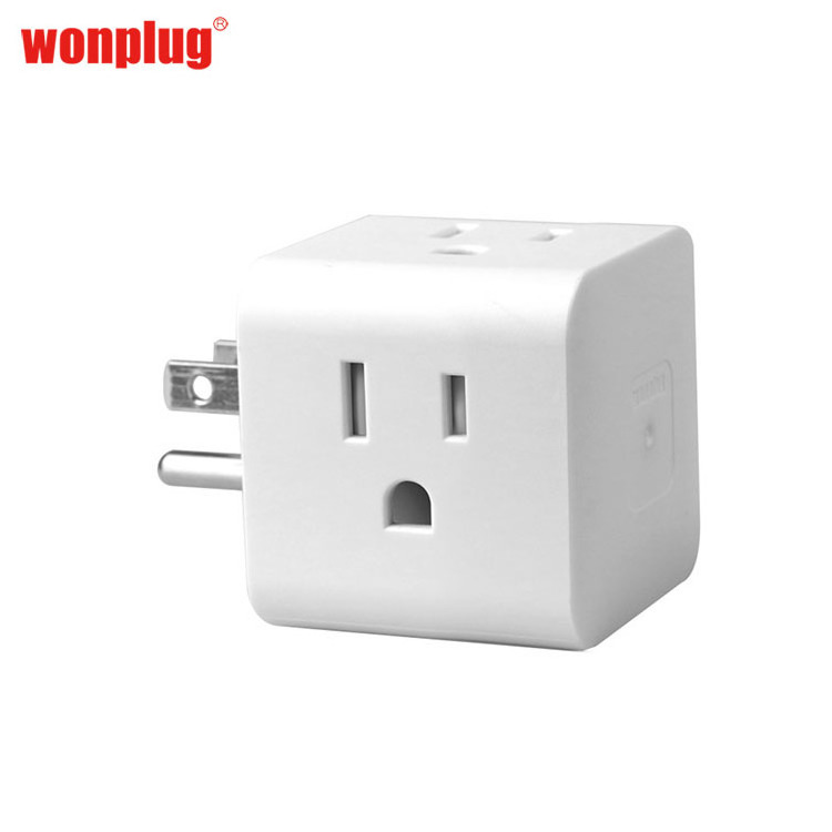 Metal cube desk grounding plug metal outlets surge protector cube portable 4 outlet power strips with 3 pin plug