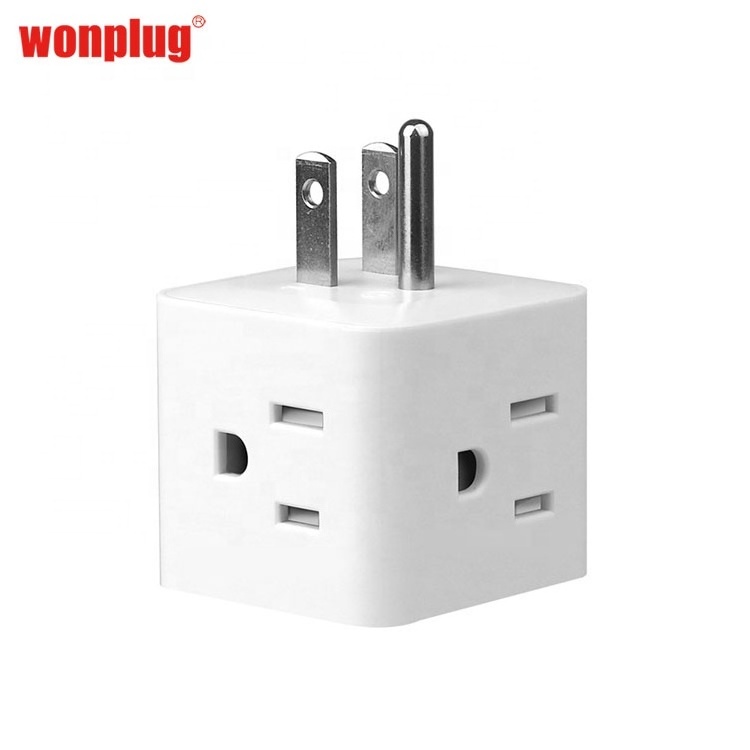 Metal cube desk grounding plug metal outlets surge protector cube portable 4 outlet power strips with 3 pin plug