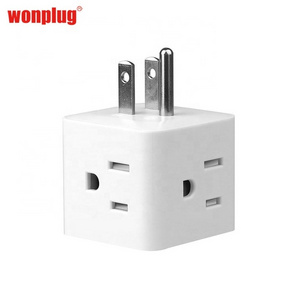 Metal cube desk grounding plug metal outlets surge protector cube portable 4 outlet power strips with 3 pin plug