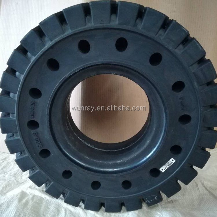 6.00-9 airless solid tires with holes for forklift truck wheel with rim assembly