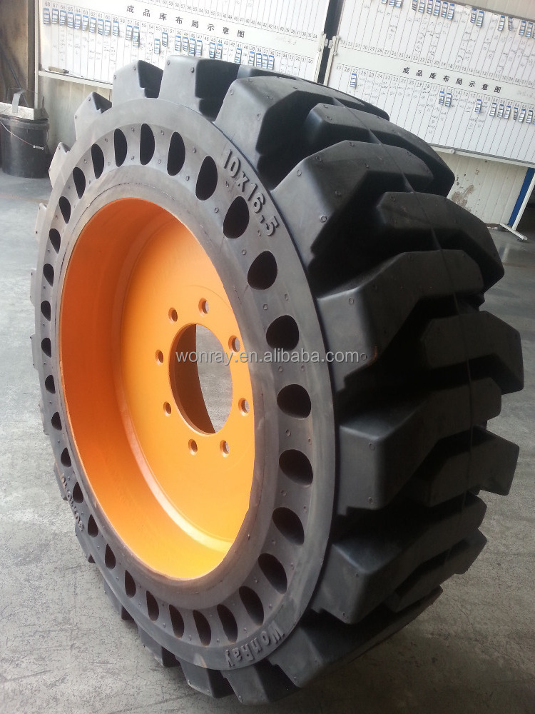 Manufacturer Pneumatic tirewith wheel skid steer loader solid tires 10-16.5 10x16.5 for ls140 S450 740 mini loader