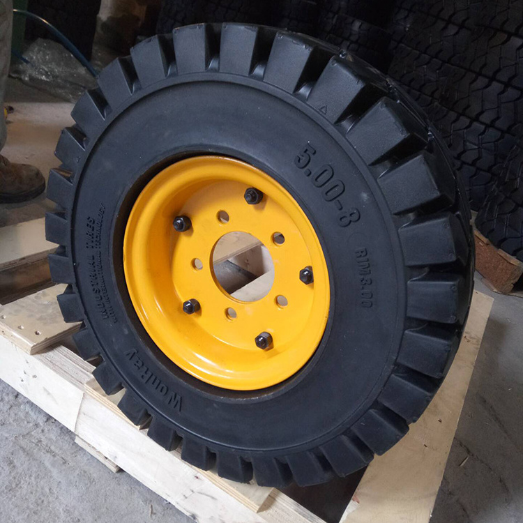 Super heavy duty Caster rubber wheel solid tire shipping container dolly wheels 7.00-9 6.00-9 5.00-8