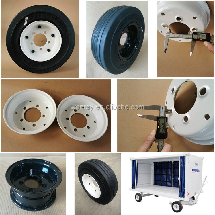 Wholesales Airport ground support equipment wheel 4.00-8 Tire good quality 5 holes split steel Rim 3.75-8 white black gray blue