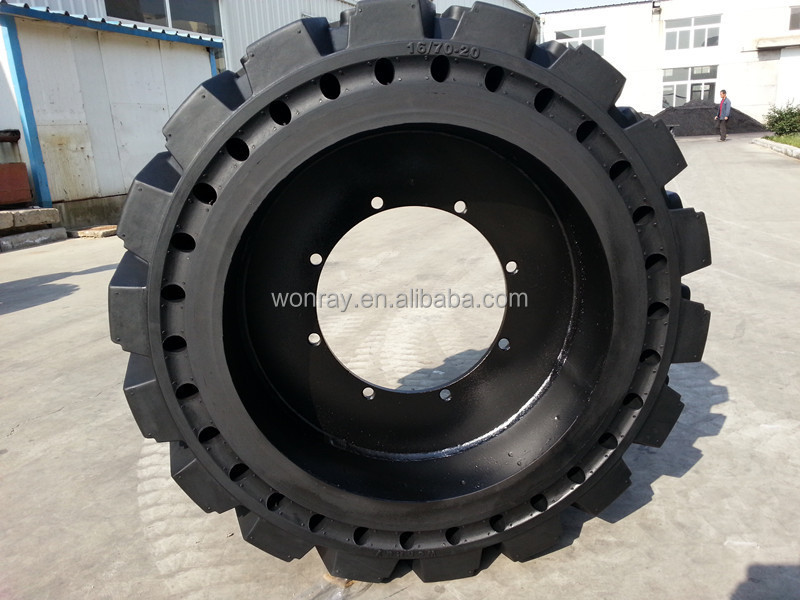 Chinese factory skid-steer solid tyre  with holes 10-16.5 12-16.5 30x10-16/6.00 33x12-20/8.00 backhoe tires bc loader tyre