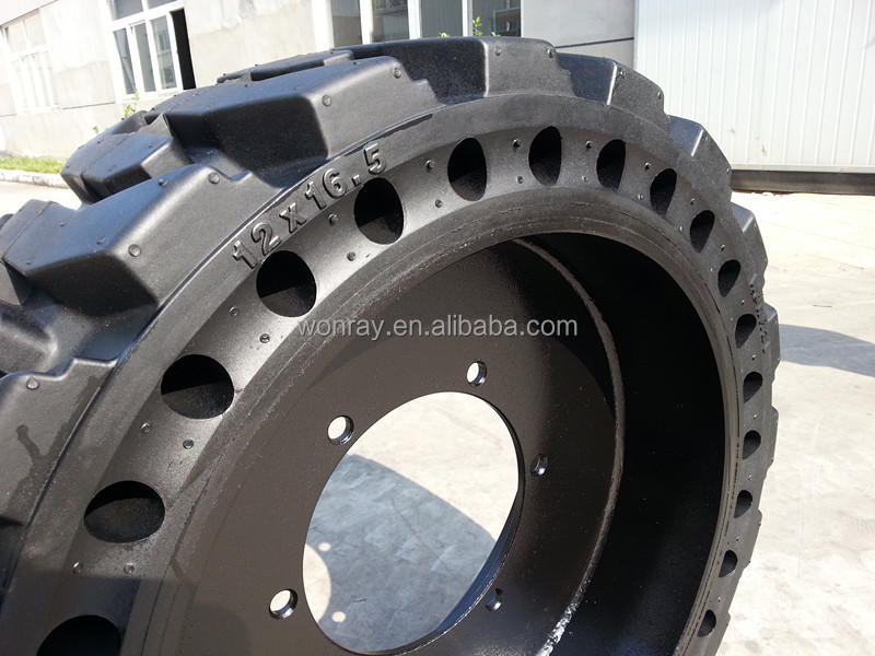 Chinese factory skid-steer solid tyre  with holes 10-16.5 12-16.5 30x10-16/6.00 33x12-20/8.00 backhoe tires bc loader tyre