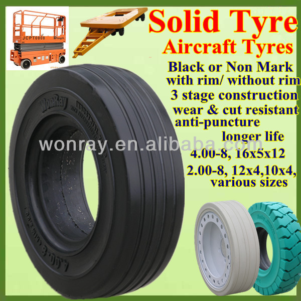 Well-reputed Chinese 4.00x8 Flat Proof Aircraft Solid Tyres With Good Price