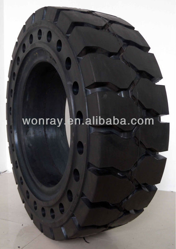 6.00-9 airless solid tires with holes for forklift truck wheel with rim assembly