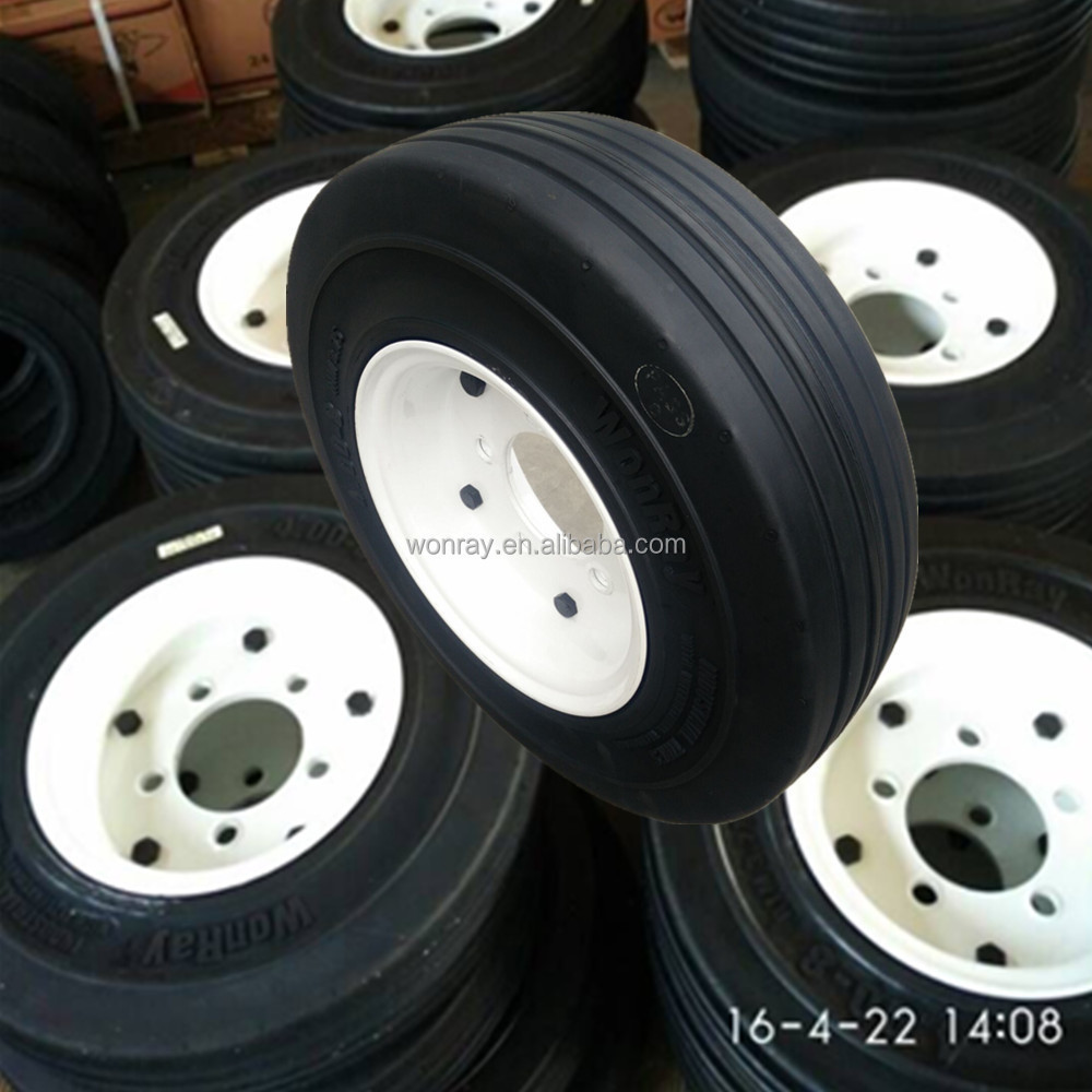 airport ground support equipment 4.00-8 solid tire with twin-disk 5-studs rim assembly