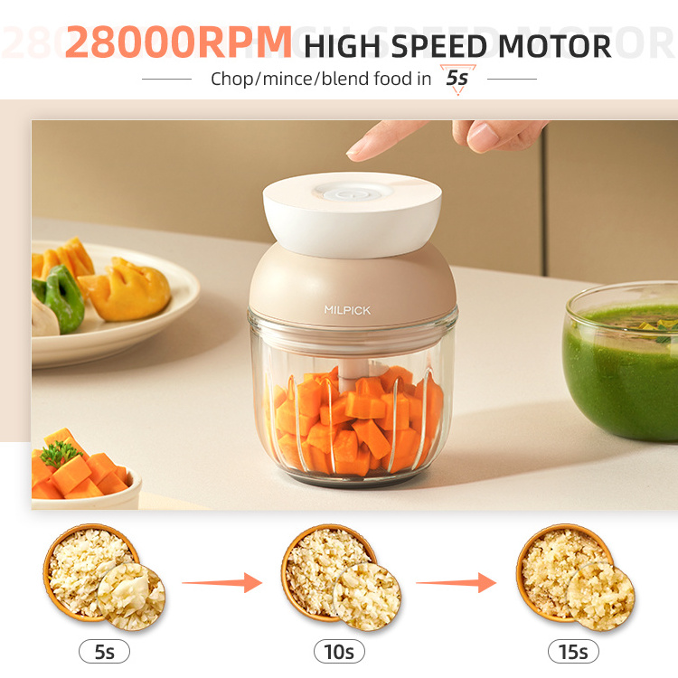 Usb cordless multi-function mini portable small stainless steel blade high quality food processor with meat grinder