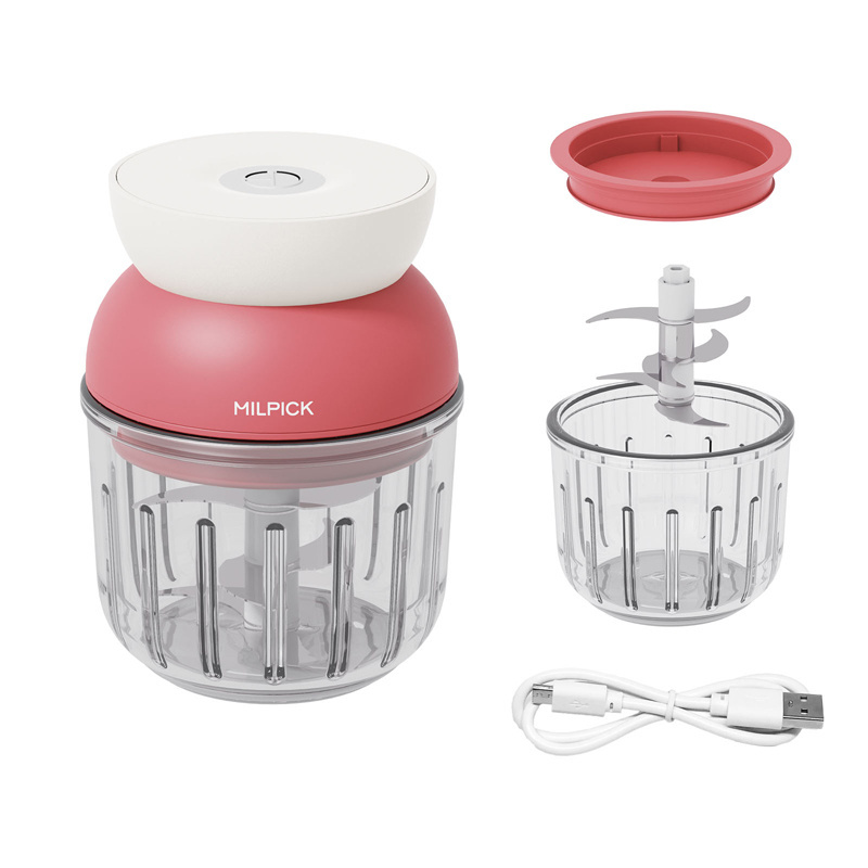 Glass bowl eco-friendly usb charging mini electric garlic press chopper crusher grinder cracker