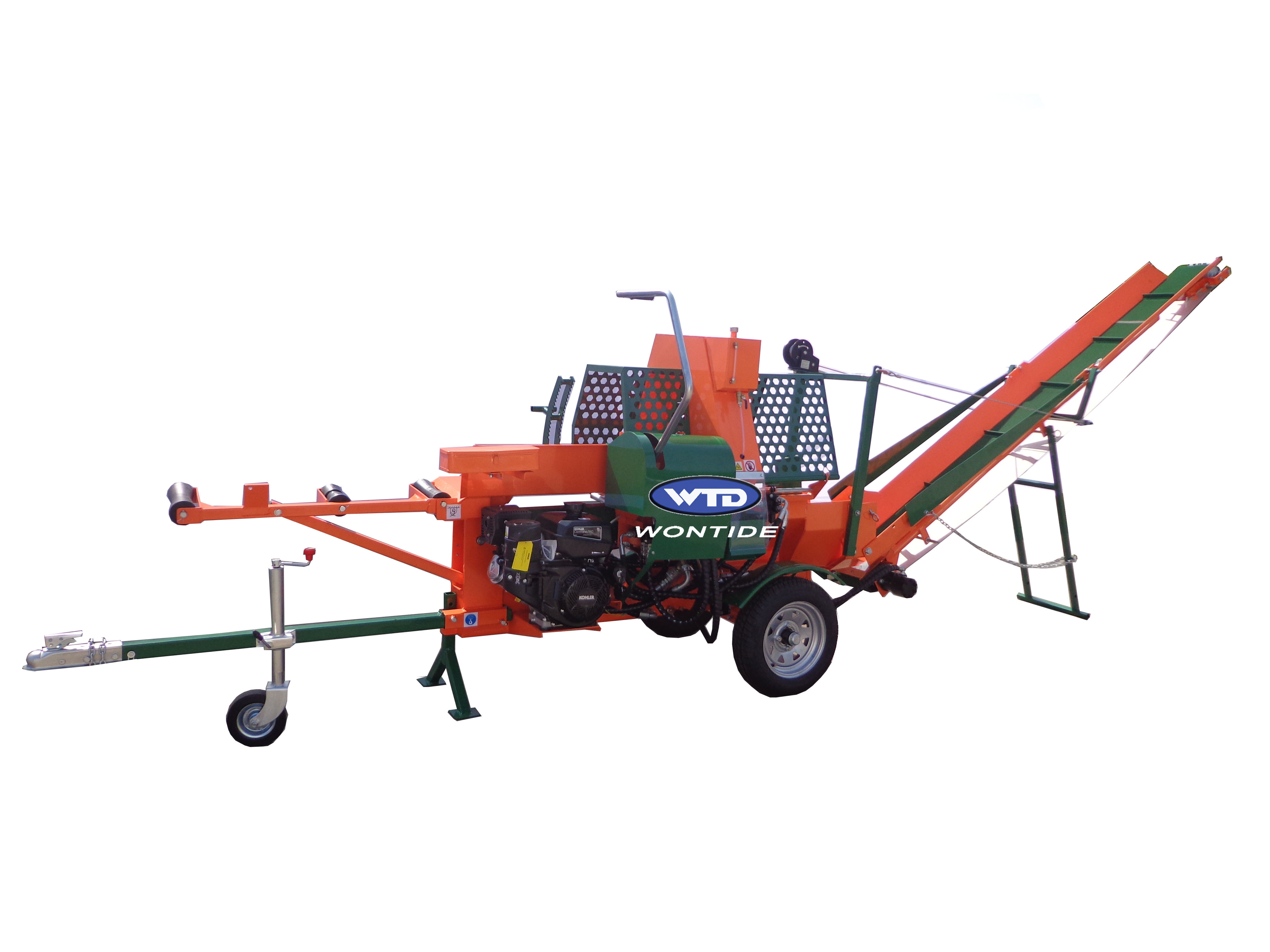 Promotion 27Ton Gasoline Engine Firewood Processor log splitter Conveyor