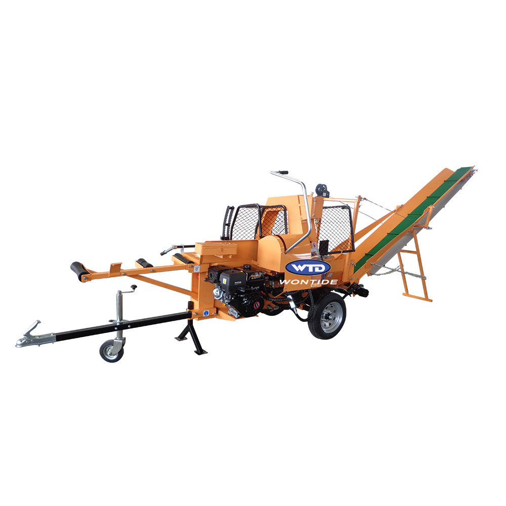 Promotion 27Ton Gasoline Engine Firewood Processor log splitter Conveyor