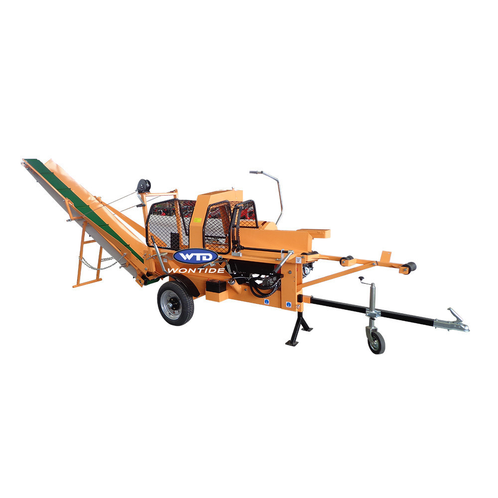 Promotion 27Ton Gasoline Engine Firewood Processor log splitter Conveyor