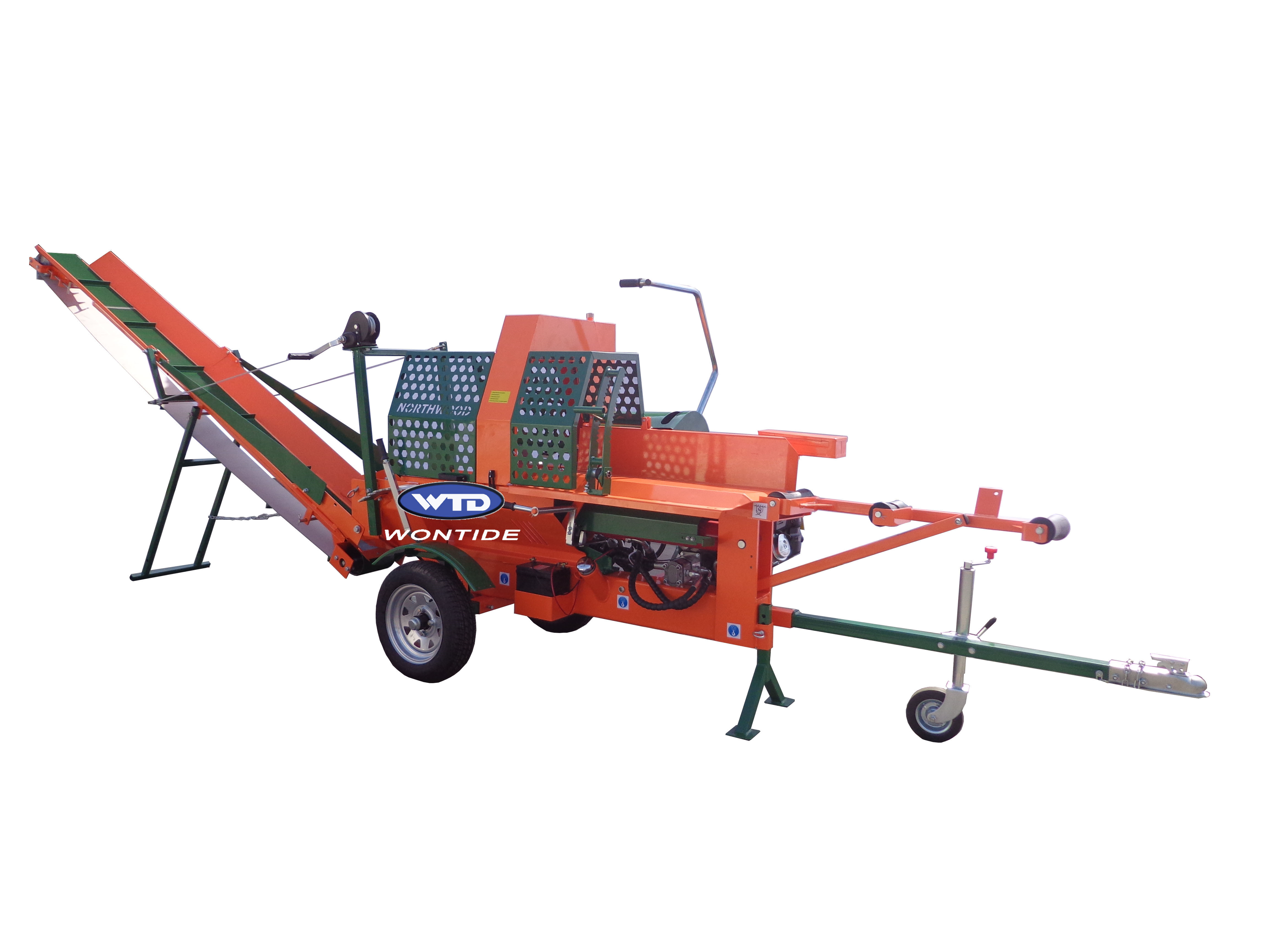 Promotion 27Ton Gasoline Engine Firewood Processor log splitter Conveyor