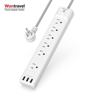 ODM Extension Cord 4 Outlets 900J Surge Protector Plug 3 USB Charger 6 Ft Universal AC Socket USA Power Strip