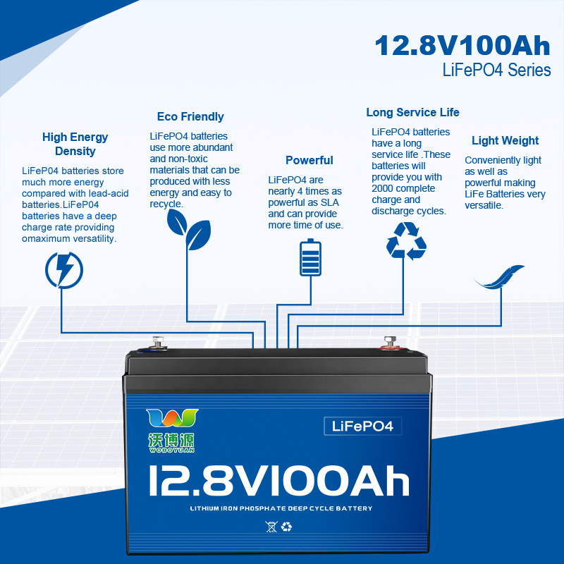 Lifepo4 Battery 12V 100AH Lithium Batteries With BMS and Heated Function for Solar Energy System