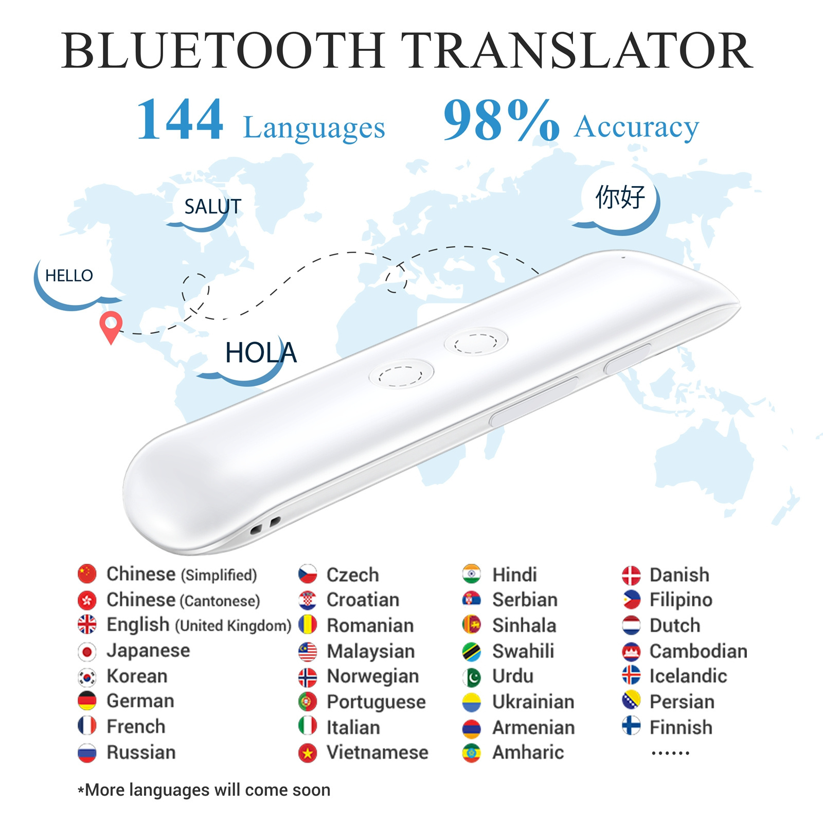 Wooask G5 Smart Pocket Translator Real-time Voice Translation  Device Two Way Instant Bluetooth Translate Stick for Travel