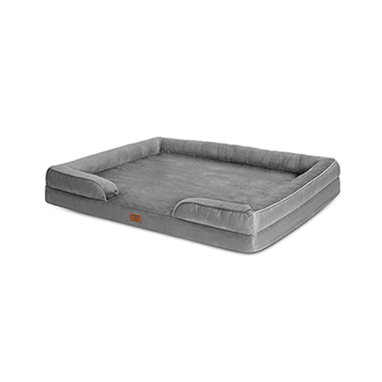 factory custom high quality breathable orthopedic grey chenille cooling gel and memory foam pet dog wholesale square bulk beds