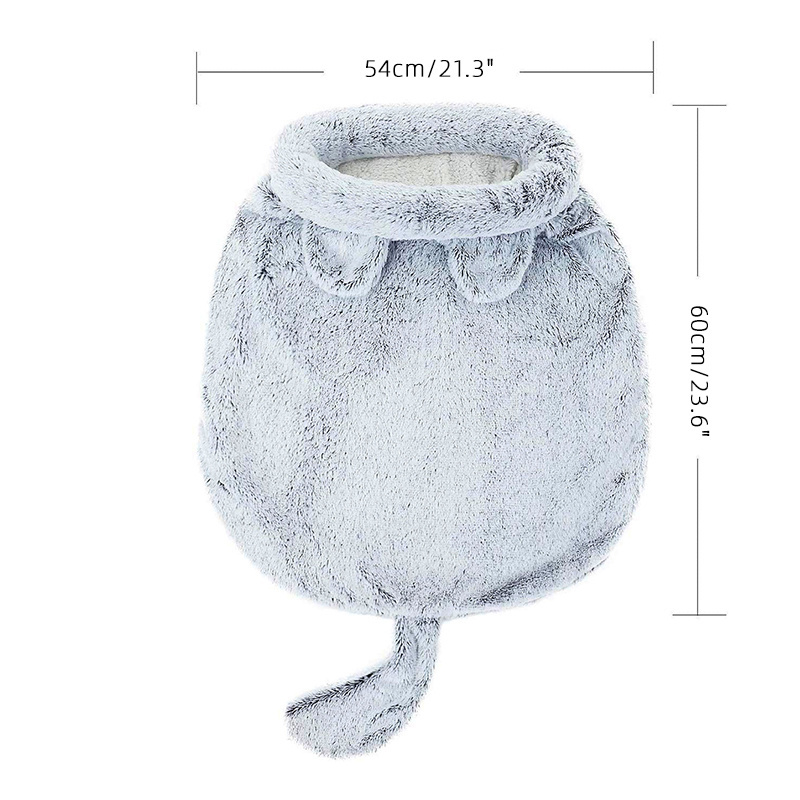 Factory Supply Cushion Kennel Cute Ears Design Fluffy Soft Warm Plush Semi-Closed Sleeping Bag Plush Cat Cave Hooded Bed