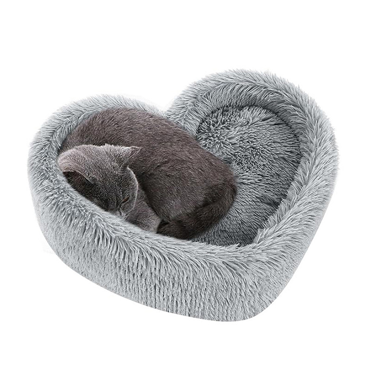 supplier lot heavy duty grey heart shape plush dog bed multi size pet bed xl xxl 3xl orthopedic dog cot with pillow for sale