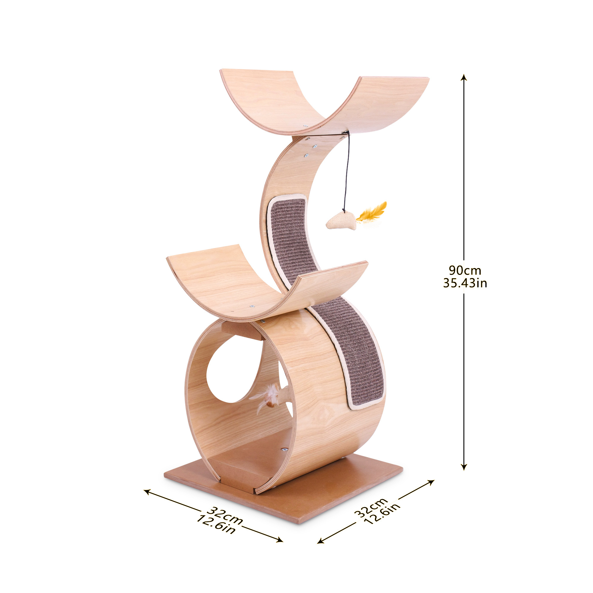 Modern Cat Tree Tower Large Multilevel Cat Scratching Tower With Hammock Wooden Cat Tower Furniture