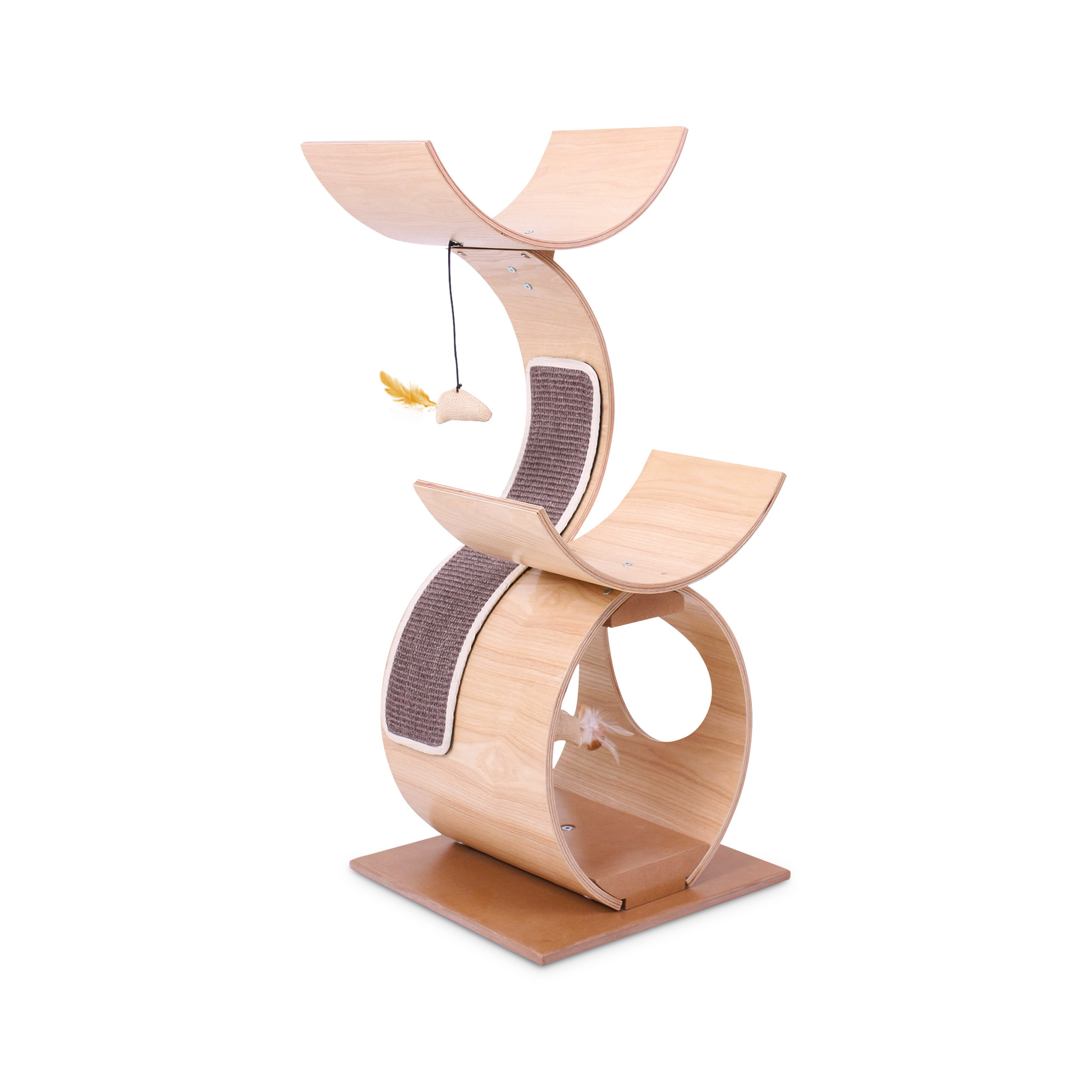 Modern Cat Tree Tower Large Multilevel Cat Scratching Tower With Hammock Wooden Cat Tower Furniture